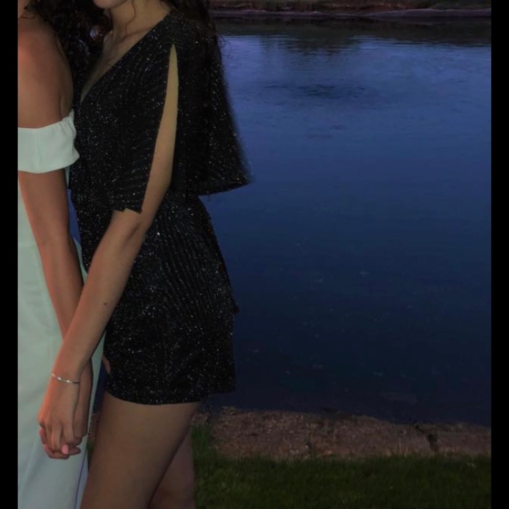 Black and silver romper